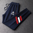 乐卡克（Le coq sportif）法国大公鸡休闲运动裤男春秋冬季新款时尚百搭跑步束脚长裤子 藏青不加绒平脚卫裤 红白三杠 XL建议140-160斤