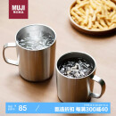 无印良品（MUJI）不锈钢双层马克杯 大容量男女办公学生水杯茶杯咖啡杯 银色 490ml