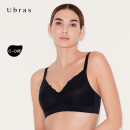 ubras【特卖】轻翼蕾丝法式大杯背勾大胸显小性感内衣 黑色 XL 85C/85D