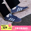 adidas「T头鞋」VL COURT 2.0复古麂皮板鞋德训鞋阿迪达斯轻运动 深蓝/粉蓝/树脂黄 37