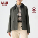 无印良品（MUJI）女式 不易沾水 灯芯绒领夹克 短款休闲外套  BDE92C4S 烟熏绿色 M 160/84A