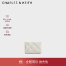 CHARLES&KEITH柔软菱格多卡位短款钱包女生日礼物CK6-50770524-2 White白色 XXS