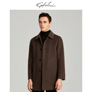 沙驰（SATCHI）沙驰男装经典羊毛翻领大衣中长款单排扣商务休闲风衣外套男 红咖 52