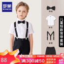 罗蒙男童礼服六一演出服儿童西装主持人钢琴花童英伦 黑色套装 160