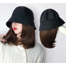 唐妮 假发帽子一体女春夏天款全头逼真锁骨发网红自然假发全头套 时尚黑色渔夫帽【深棕/巧克力色