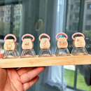 CLCEY金豆豆收纳瓶金豆子小空瓶装黄金豆透明玻璃瓶小物件收藏瓶存储罐 加油全套5个+底座