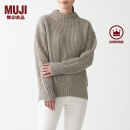 无印良品 MUJI 女式 含牦牛绒羊毛棱纹编织 高圆领宽版毛衣 长袖针织衫 深咖啡色 M-L （165/88A）