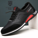 哈洛加斯（Harogath）品牌增高鞋男软底增高牛皮隐形内增高男鞋 四季增高黑色 40