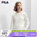 FILA 斐乐官方女子编织衫2024春时尚简约格纹肌理套头毛衣 