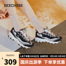 斯凯奇（Skechers）复古老爹鞋厚底增高休闲运动女鞋秋季13143 黑色/灰色 37.5