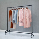 服装店展示架服装货架水管陈列落地式挂衣架金色龙门架移动带轮子 黑色 长150宽40高160