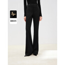 朗姿设计感气质微喇高腰西裤2025年春季新款职业通勤黑色西装裤女 黑色2 S