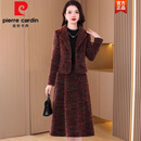 皮尔卡丹（pierre cardin）毛呢连衣裙女2023新款冬季时尚贵妇人端庄大气加绒加厚两件装 红色 M