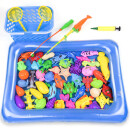 爸爸妈妈钓鱼玩具钓鱼池儿童早教启智玩具带磁性可装水钓鱼台带充气床收纳筐儿童玩具捞鱼玩具