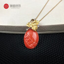 珊盟海饰珊瑚吊坠天然莫莫深水随形珊瑚18K金镶钻吊坠时尚饰品锁骨链送礼 莫莫蛋面雕刻05号 4.7g