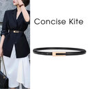 CONCISE KITE【礼盒装】官方皮带女士牛皮休闲西装裤连衣裙细腰带女CK轻奢裤带 黑色 105cm (宽1.4cm)