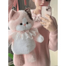 会跑步的猫玩偶包可爱三花猫咪玩偶双肩包女毛绒玩具公仔送女生生 三花猫包包一粉色+围兜 45厘米双肩包(普通包装袋发货)