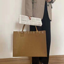 坤米简约时尚托特包购物袋出行加厚手提毛毡包尼秋冬百搭大容量旅行包 奶咖色 大号50*40*15