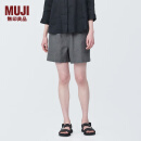 无印良品（MUJI）女式 麻 短裤 裤子女款夏款 BE1SLC4S 炭灰色 L (165/70A)