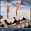 伟纳斯自助餐食物保温灯餐饮熟食加热暖食饮灯食品保温台烤肉保温站 玫瑰金色【双头】+陶瓷圆盘