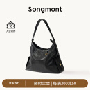 Songmont李娜同款山下有松循迹系列hobo包植鞣牛皮斜挎软包 烟墨黑 中号 现货