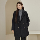 纤莉秀【秋冬氛围感全羊毛双面呢大衣】大码女装胖mm冬装新款外套5246 深灰色 2XL