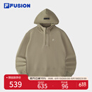 FILA FUSION斐乐潮牌女子连帽卫衣2025春季新款休闲宽松针织上衣 豆青褐-BN 160/80A/S