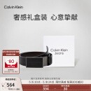 Calvin Klein Jeans【520礼物】男士双面用ck金属板扣平滑扣牛皮腰带HC589H38 001-太空黑 90cm