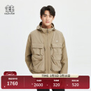 KOLON SPORT/可隆防风夹克 中性款户外可拆卸外套马甲两件套【OBLI-K系列】 LUJK4ST704-OG 卡其色 L (175)