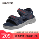 斯凯奇（Skechers）夏季新款男鞋户外沙滩鞋透气软底魔术贴凉鞋237286 海军蓝色/灰色/NVGY 41