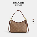 蔻驰（COACH）奥莱女士女包经典标志LAUREL流浪包单肩包斜挎通勤麻将包 IM/棕黄色/棕色