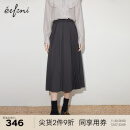伊芙丽（eifini）2023春装新款高腰设计感不规则拼接灰色条纹百褶半身裙 夹花灰 160/64A/M