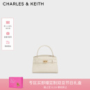 CHARLES&KEITH鳄鱼纹凯莉包手提斜挎婚包包女包生日礼物圣诞礼物CK2-50270880-1 Ivory象牙色 S