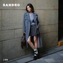 SANDRO2025秋冬新款女装法式气质简约浅灰色立体压褶A字阔腿短裤 27/浅灰色 L (40)