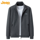 吉普（JEEP）卫衣男春季宽松休闲开衫外套男士潮流重磅运动衣服男装 灰色 XL 
