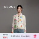 ERDOS 24春夏翻领提花彩虹扣多巴胺可爱减龄遮肉显瘦女开衫羊绒衫 白 175/96A/XXL