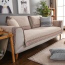 京度新中式实木沙发垫棉麻加厚沙发坐垫123组合沙发盖布防滑沙发垫盖 现代中式-卡其 90*240cm