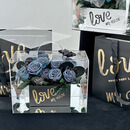 七夕永生玫瑰花手提玫瑰花箱情人节送女友告白求婚生日礼物 星空蓝紫 38*15*35cm 永生玫瑰花