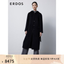 ERDOS 冬季羊绒水波纹毛呢连帽显瘦大衣牛角扣宽松女毛呢大衣 黑 160/84A/M