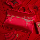 惠翔结婚枕芯包装袋枕头收纳袋超大红色手提喜庆陪嫁刺绣四件套 心心相印-枕头包装(升级刺绣款) 85*57cm(一个袋子装两个枕头)