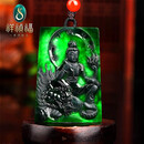 祥祯福珠宝（XIANGZHENFU JEWELRY）「文殊菩萨」墨翠本命佛吊坠男女翡翠玉牌挂件玉雕孤品