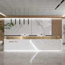 木质烤漆公司前台接待台吧台小型商用店铺柜台桌迎宾台 白色+黑色 白色+鱼肚白+金色不锈钢 450*60*100