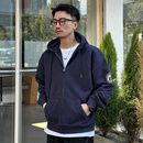 仓石一树 KAZUKI KURAISHI仓石一树春秋季纯色徽章运动拉链开衫外套连帽卫衣男潮牌休闲上衣 深蓝色抓绒 XL