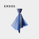ERDOS 早春精纺商务休闲拼色男披肩围巾 夏夜蓝 180cmX70cm