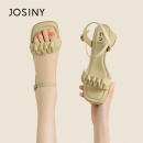 卓诗尼（Josiny）凉鞋女千泰2024夏季新款时尚法式气质一字带沙滩高跟凉鞋子女学生 浅绿色   跟高5.5cm 37
