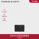 CHARLES&KEITH柔软菱格多卡位短款钱包女生日礼物CK6-50770524-2 Black黑色 XXS