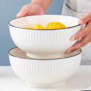 浩雅景德镇 陶瓷餐具泡面碗大汤碗拉面碗微波炉 墨雅8英寸汤碗2个装