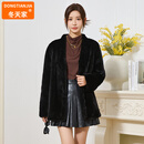 冬天家品牌皮草2025新款进口貂皮大衣女款整貂中长款V领宽松水貂外套女 黑色 XL 120-140斤