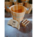 藏奥堂带盖带凳子加厚高40香杉木泡脚木桶足浴洗桶木质盆 0cm 高40单木 0cm圆边高40桶半圆盖小凳