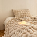 梦莱牛奶绒毛毯冬季高克重大兔绒被套毯保暖亲肤冬被车用毯午睡毯 米杏 1.0*1.5m（约2.5斤）